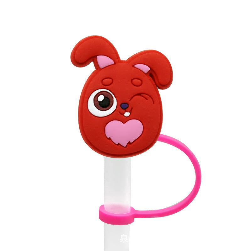 Wholesale of 10pcs Easter Cartoon Silicone Straw Sets